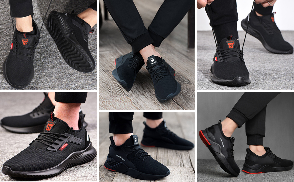 Черевики робочі BAOLESEM: спортивні, дихаючі, зі сталевим підноском, 45 EU, чорні