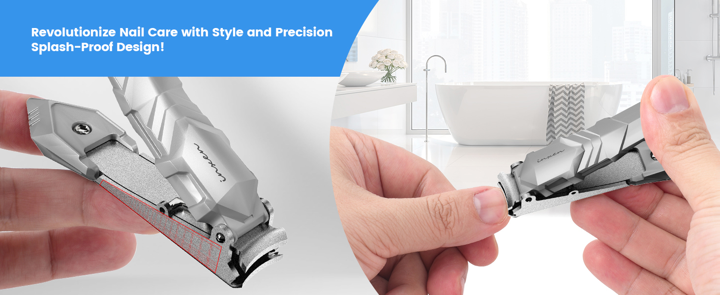 Професійний кусачковий манікюрний інструмент з контейнером для збору обрізаних нігтів, для пальців та п'ят, з нержавіючої сталі, великий, срібний (3,5x0,79 дюйма)