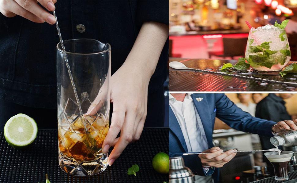 Набір барних ложок для коктейлів з нержавіючої сталі, 30.5 см, з спіральним візерунком