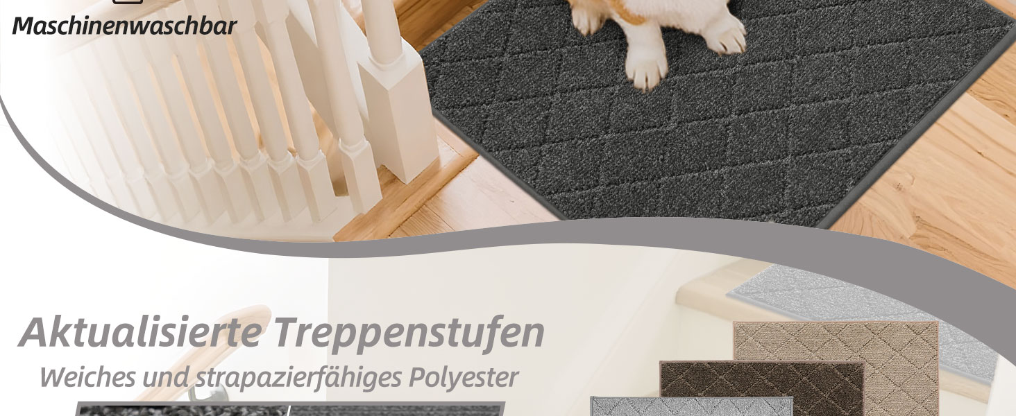 Ковзаючі сходи COSY HOMEER, 15 шт., 70 x 22 см, антиковзаючі, самоклеючі, машинне прання, 100% поліестер, TPE-підкладка, для дітей, літніх людей та домашніх тварин, сірий та білий