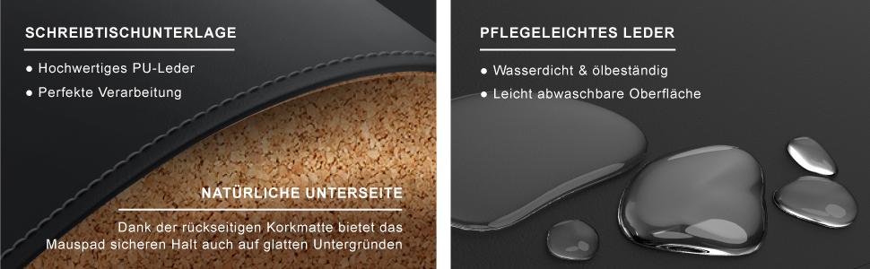 CSL Килимок для миші XXL для столу з екошкіри та корку 800x400 мм – чорний