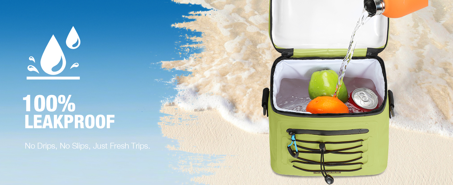 Кühltasche 24L: Водонепроникна сумка-холодильник для пікніка, пляжу, кемпінгу, офісу, транспортування продуктів (армійний зелений)