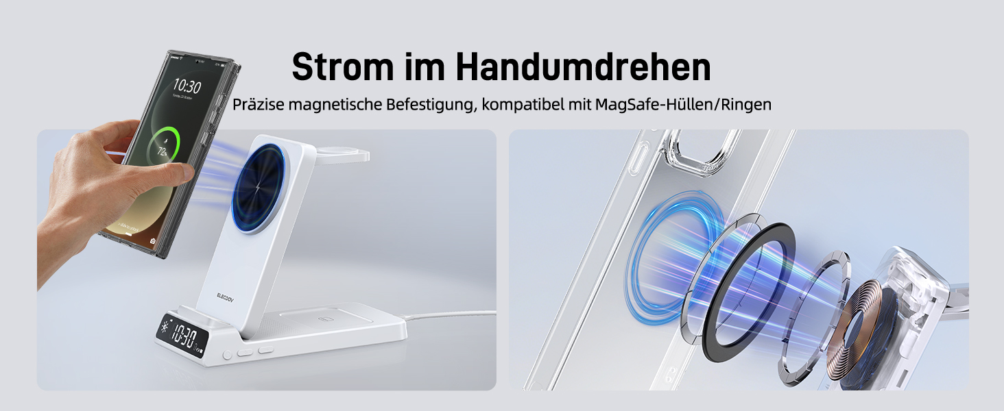 Бездротовий зарядний пристрій MagSafe 3-в-1 для Samsung Galaxy Fold/Flip, S24/S25 Ultra, Watch/Buds (Білий)