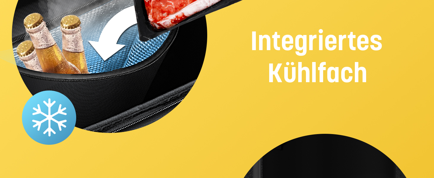 KESSER® Тележка для покупок зі сходами, з термосумкою, 56л, до 50кг | 3в1: тележка, візок, сумка через плече | Чорний