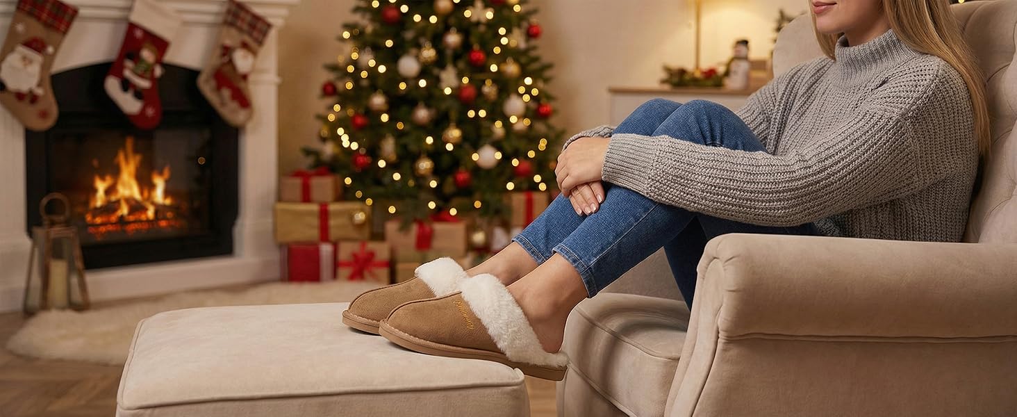 Тапочки халатні Donpapa для дому та вулиці, зимові, теплі, з м'якою устілкою з піною пам'яті, з штучним хутром, антиковзаючі, 38.5/40 EU, Коричневий