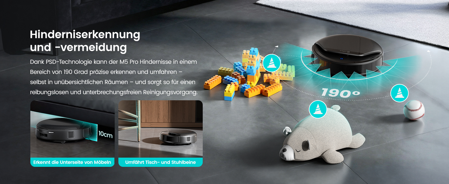 Робот-пилосос LEFANT M5 Pro-B з пультом дистанційного керування, 2200Pa, для шерсті тварин, з базою для зарядки, сумісний з Alexa та керуванням через APP, час роботи 120 хв