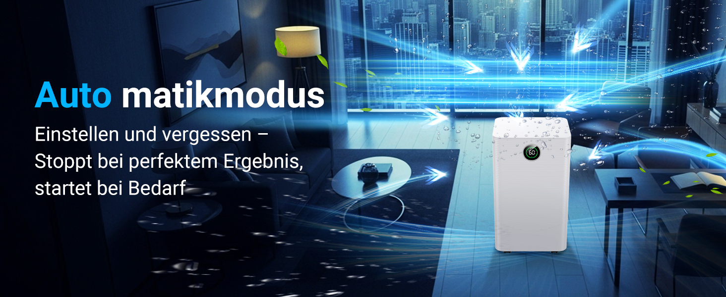 Електричний осушувач повітря 20л/день з датчиком вологості та LED дисплеєм, таймером, 3 режими, для спальні, офісу, підвалу, безперервна подача, білий