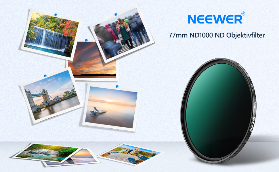 Фільтр ND1000 NEEWER (77mm) - нейтральний, 10 ступенів затемнення, з нанопокриттям, HD скло