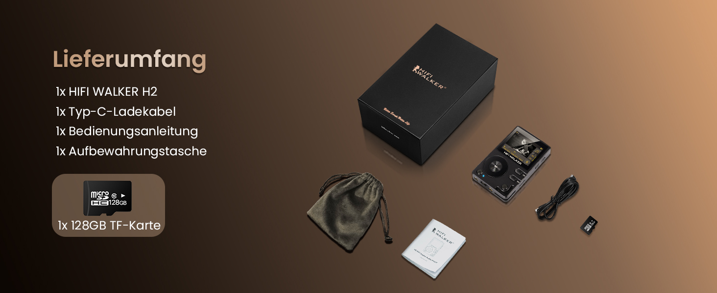 HIFI Walker H2: MP3-плеєр Hi-Res 128GB з Bluetooth 5.2, DSD DAC, підтримкою FLAC та розширенням до 512GB