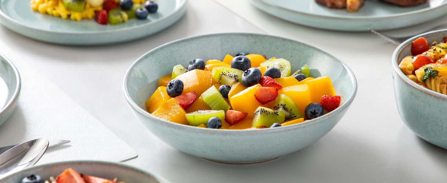 Набір мисок vancasso ANYA (48 шт.) з кераміки, 16.1 см, 840 мл, для мюслі, стійкі до подряпин, підходить для мікрохвильової печі та посудомийної машини (м'ятний колір)