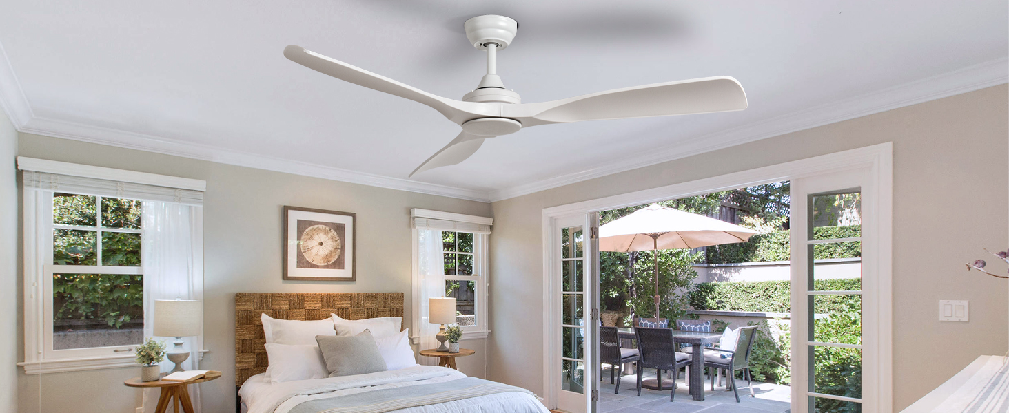 Стеляний вентилятор Depuley Leise з підсвічуванням для вулиці: LED лампа з вентилятором для саду, тераси - 132см, з підсвічуванням та APP для вітальні, ресторану, офісу (Білий, 52'' без підсвічування)