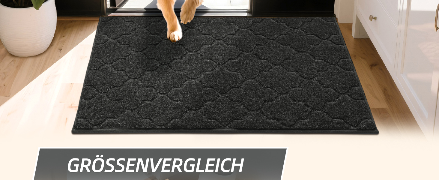 Прихожий килимок COSY HOMEER 50x80 см, чорний, антиковзкий, вологостійкий, для кухні, коридору, вхідних дверей,мийний килимок для собак