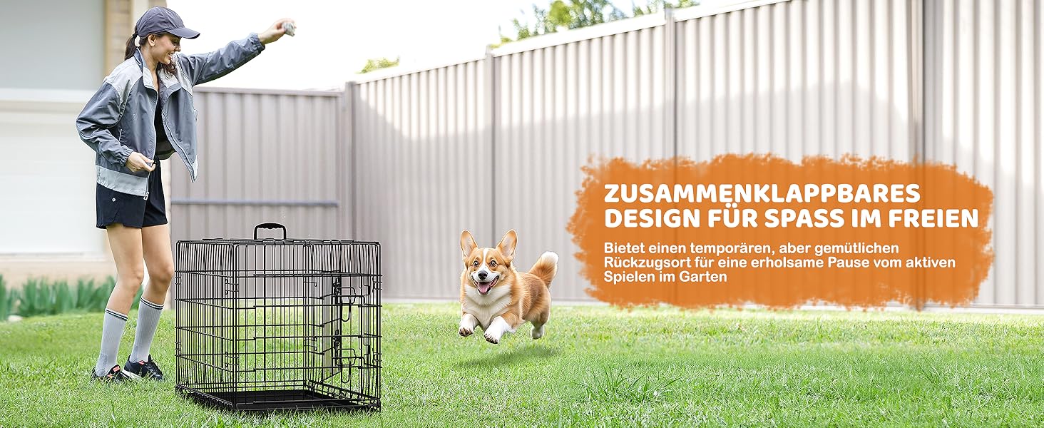 Клітка для собак Yaheetech 90x56x63 см, розкладний вольєр з перегородкою, 2 двері, висувна піддон, чорна, для дому та транспортування