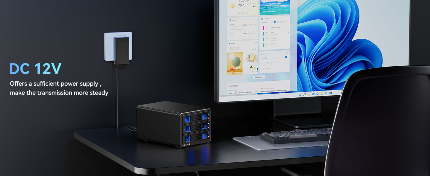 Корпус для жорстких дисків CENMATE з трьома відсіками для 2.5'/3.5' SATA HDD/SSD з USB 3.0, без інструментів, Daisy Chain, DAS (не RAID/NAS)