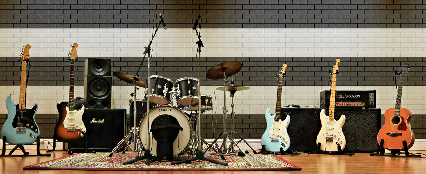 Самоклеючі акустичні панелі для шумоізоляції стін, звукопоглинаючі плити цегляного типу, 30x30x0.9 см, чорні, 12 шт (4 кг)