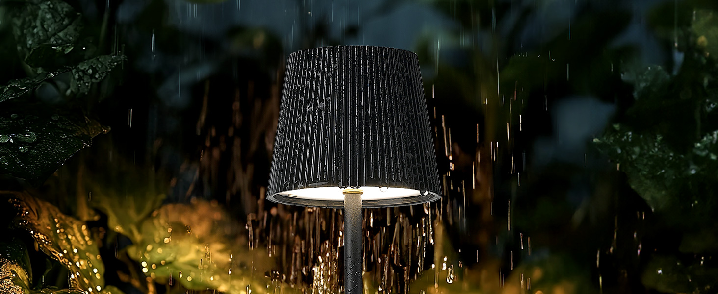 Світлодіодна настільна лампа бездротова LED для вулиці та дому, димована, з акумулятором 5200mAh, водонепроникна IP54, чорна