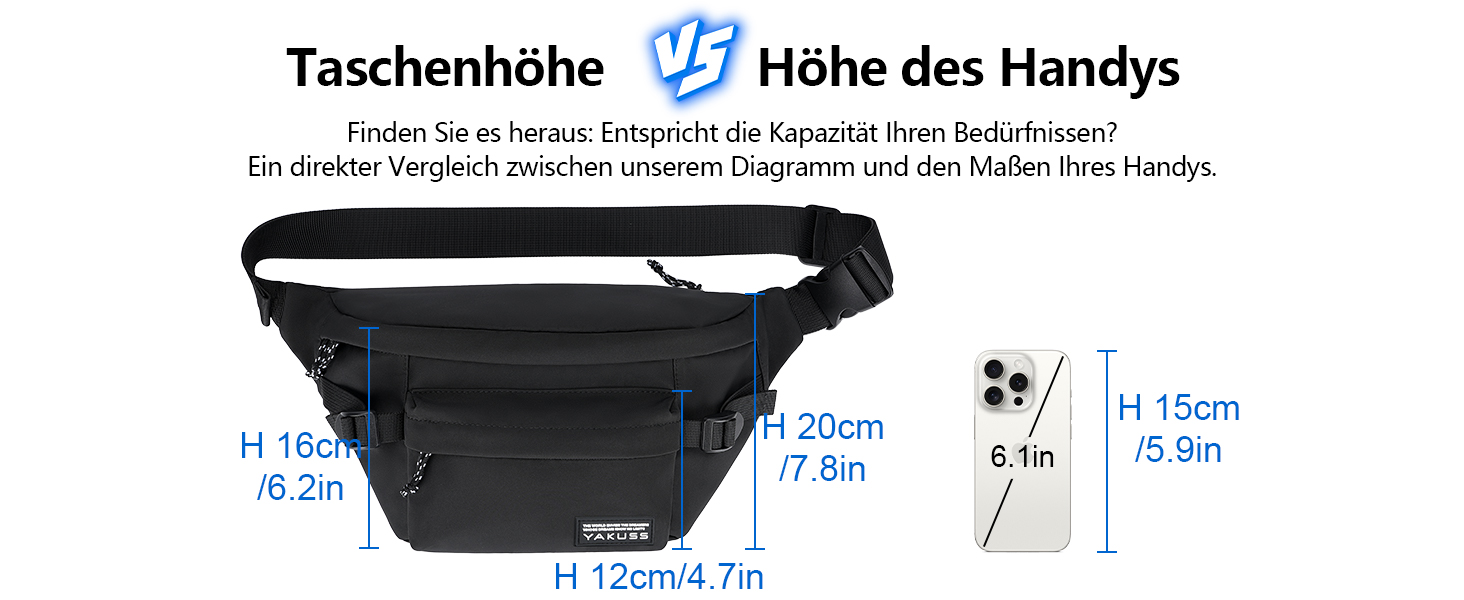 Спортивна нагрудна сумка YaKuss, велика водонепроникна поясна сумка через плече, регульований ремінь для бігу, подорожей, чорна