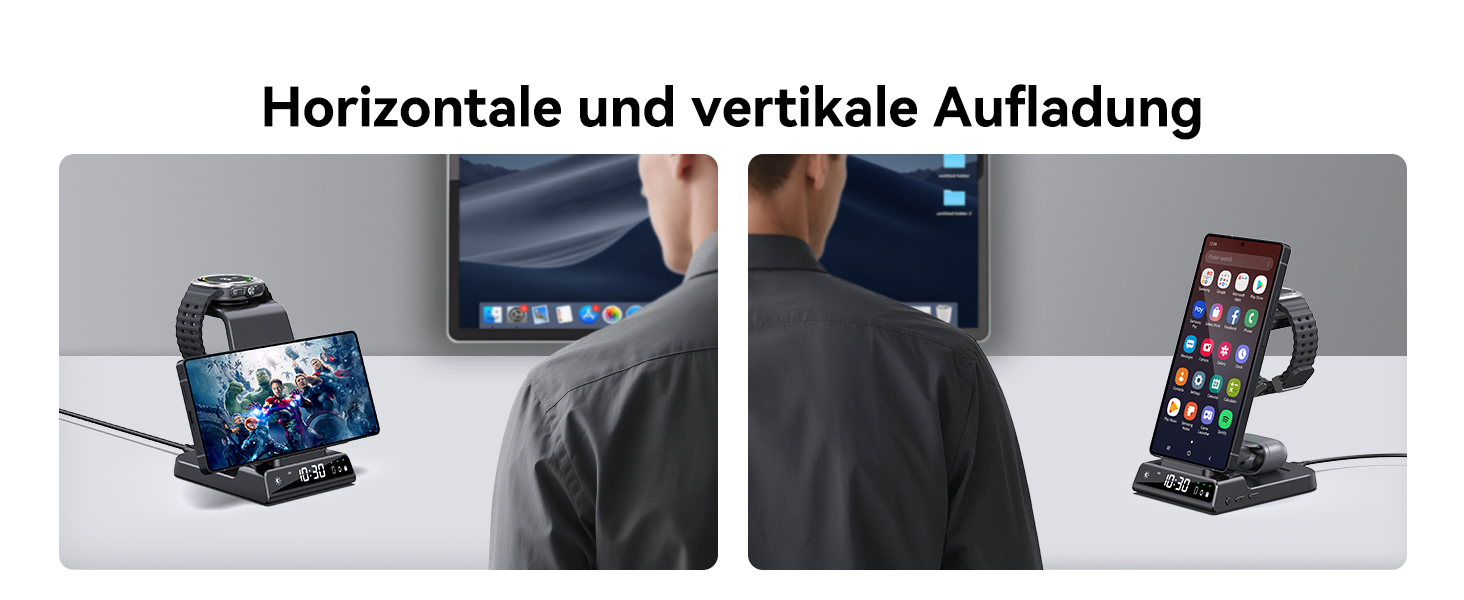 Бездротовий зарядний пристрій 3-в-1 для Samsung Galaxy S25 Ultra, Watch 8/7/Ultra, Buds, чорний