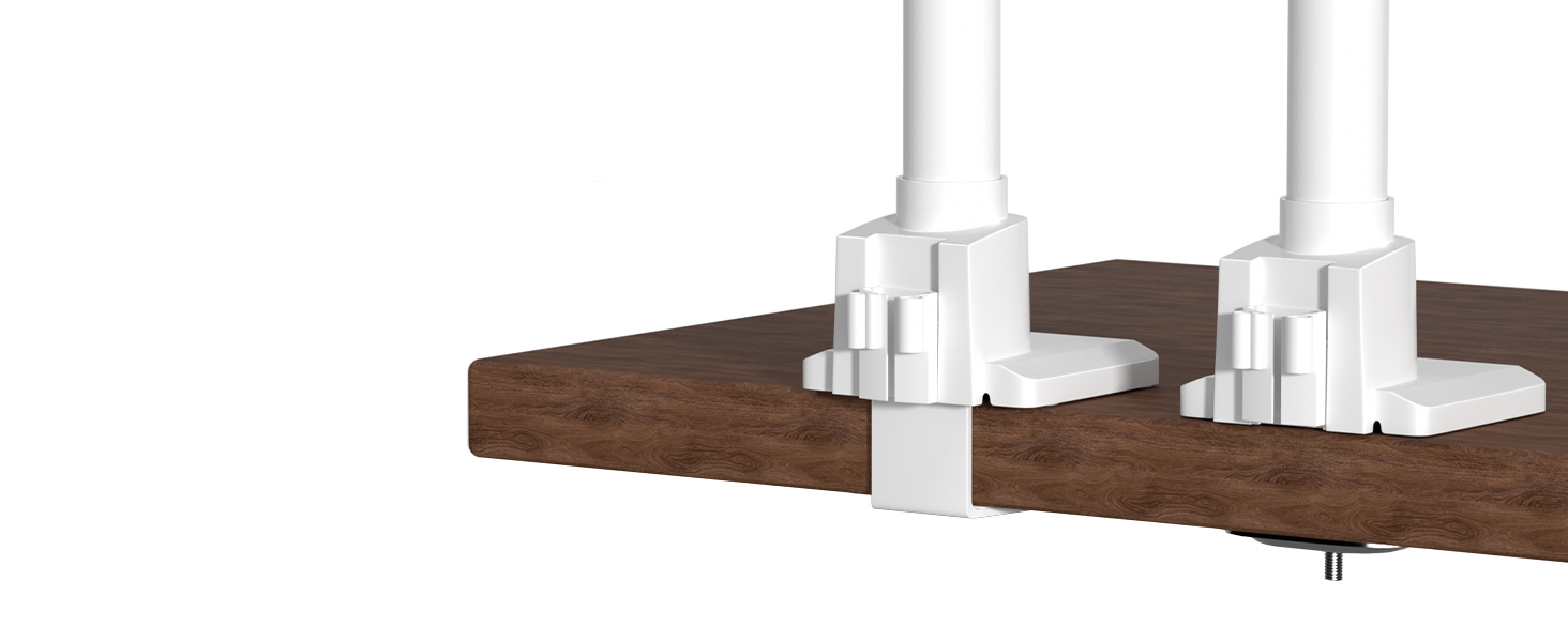 Кріплення для моніторів Halterung - 2 шт. один над одним, для моніторів 24-57 дюймів (плоских та вигнутих), вантажопідйомність 2-27 кг на кріплення, регулювання висоти, 2 варіанти монтажу/VESA 75/100 мм (білий)