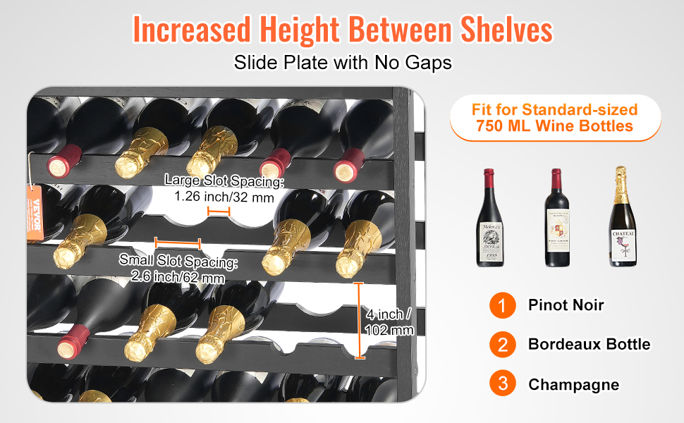 Стійка для вина VEVOR на 42 пляшки: 7-ярусна стійка з масиву бамбука, для кухні, бару та льоху (чорний)