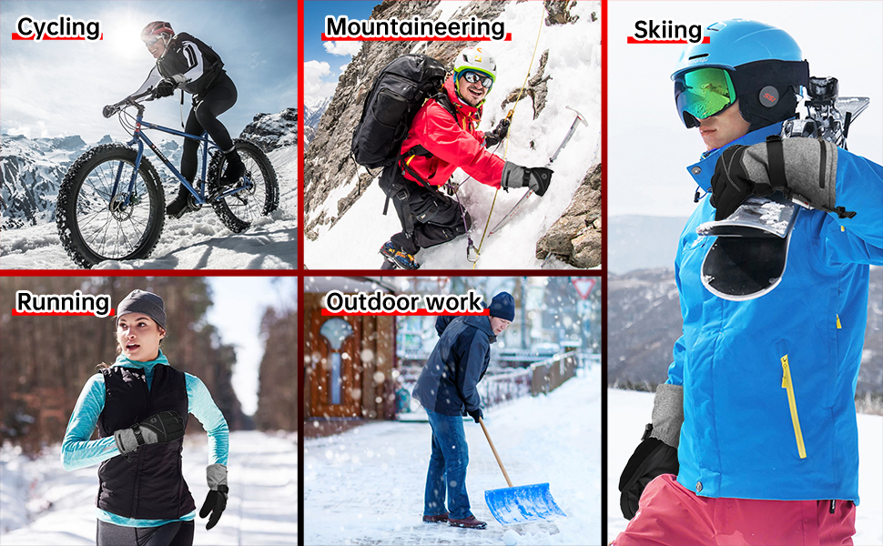 Гріючі рукавички 7.4V 3000mAh для жінок та чоловіків, гріючі рукавички для катання на лижах, сноуборді, мотоциклі, велосипеді, риболовлі, чорний