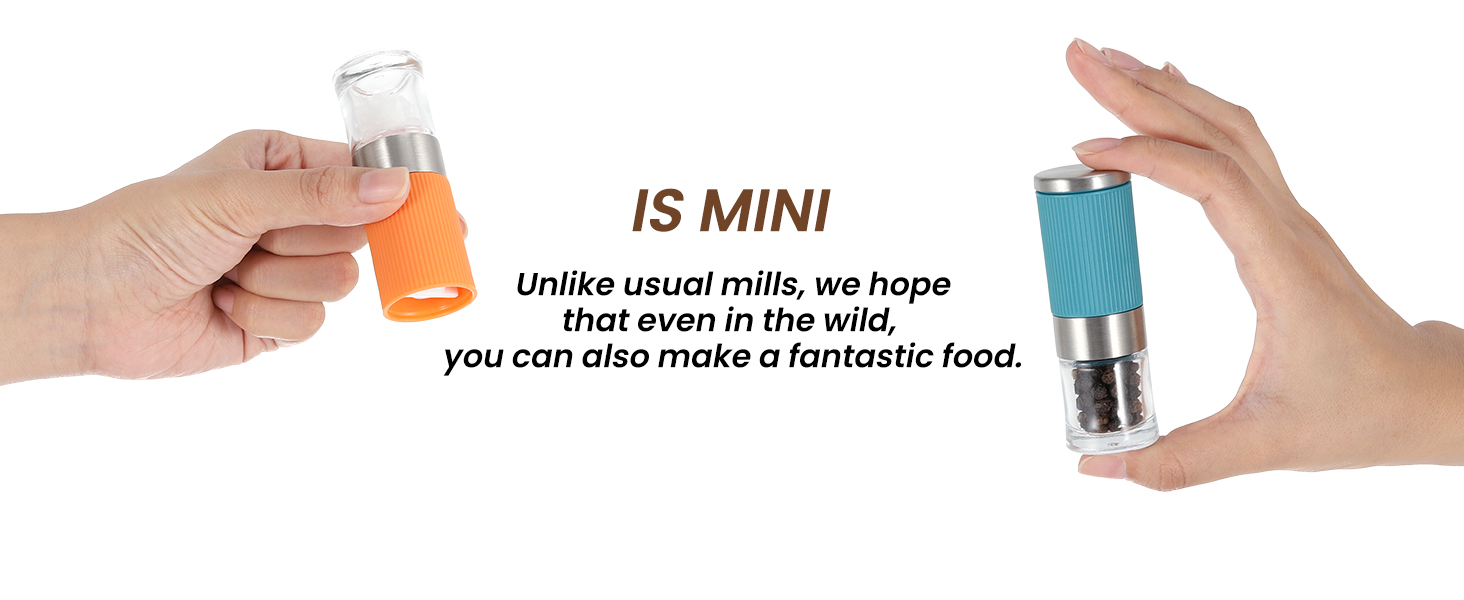 Набір для солі та перцю Vevok Chef Mini 2 шт. з регульованою керамічною млинкою, для кухні, кемпінгу, подарунок (Помаранчевий)