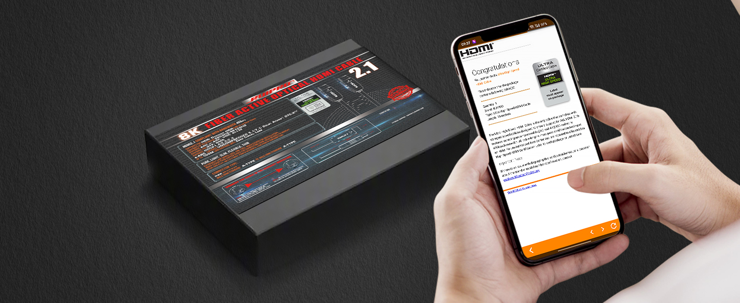 HDMI 2.1 оптоволоконний кабель 48 Гбіт/с, 8K@60Hz, 4K@120Hz, Dynamic HDR, eARC, Dolby, HDCP 2.2/2.3, сумісний з PS5, Xbox Series X, RTX 4090, TV, Beamer, AVR, Зелений (Чорний сертифікат, 33FT)