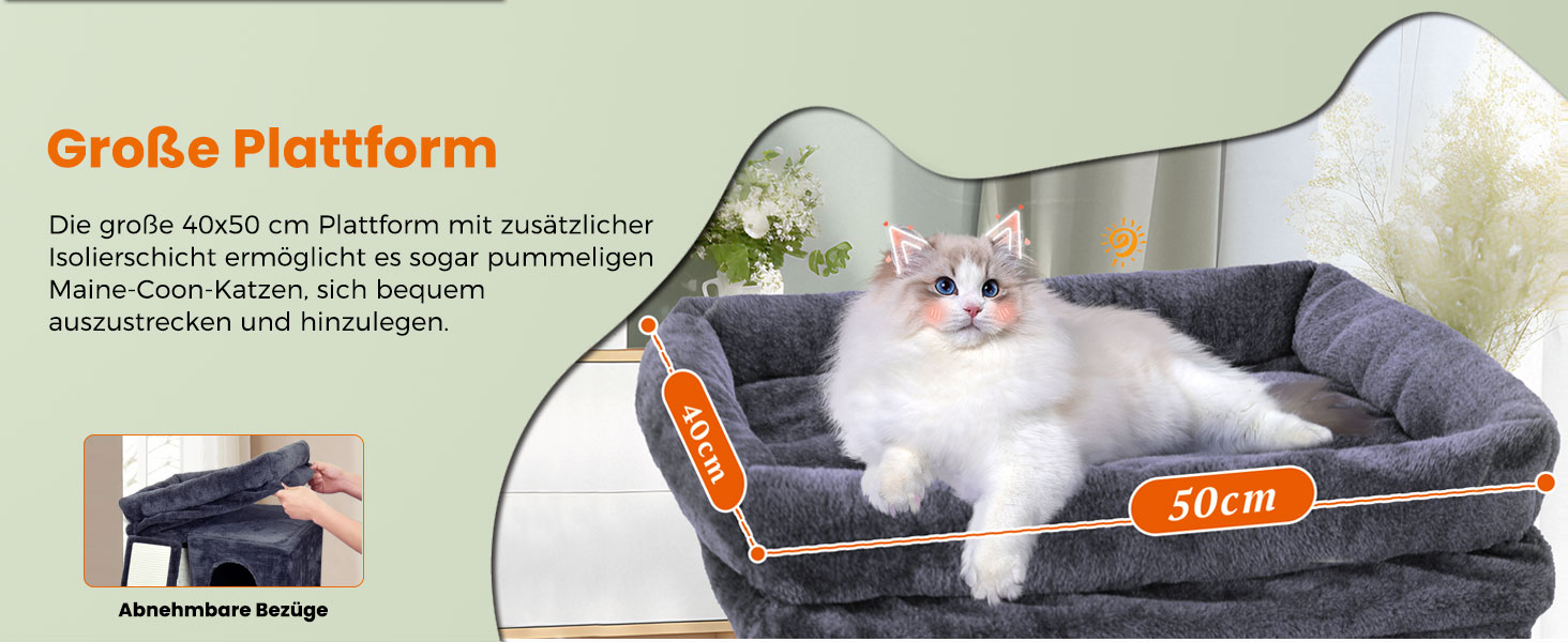 Дряпальня для котів великих порід, 60 см, сірий, з платформою, сизаль, пандус, будиночок, м'ячики, щітка