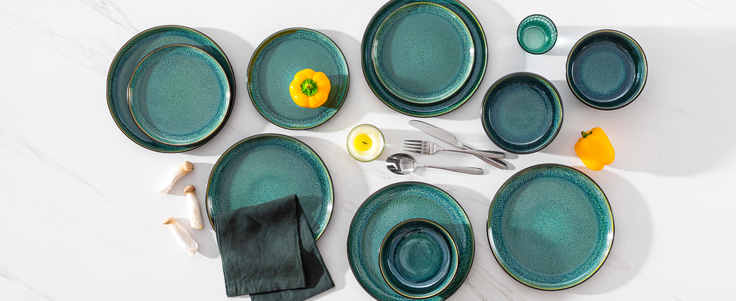 Набір посуду vancasso PLAYA 18 предметів для 6 осіб (зелений)