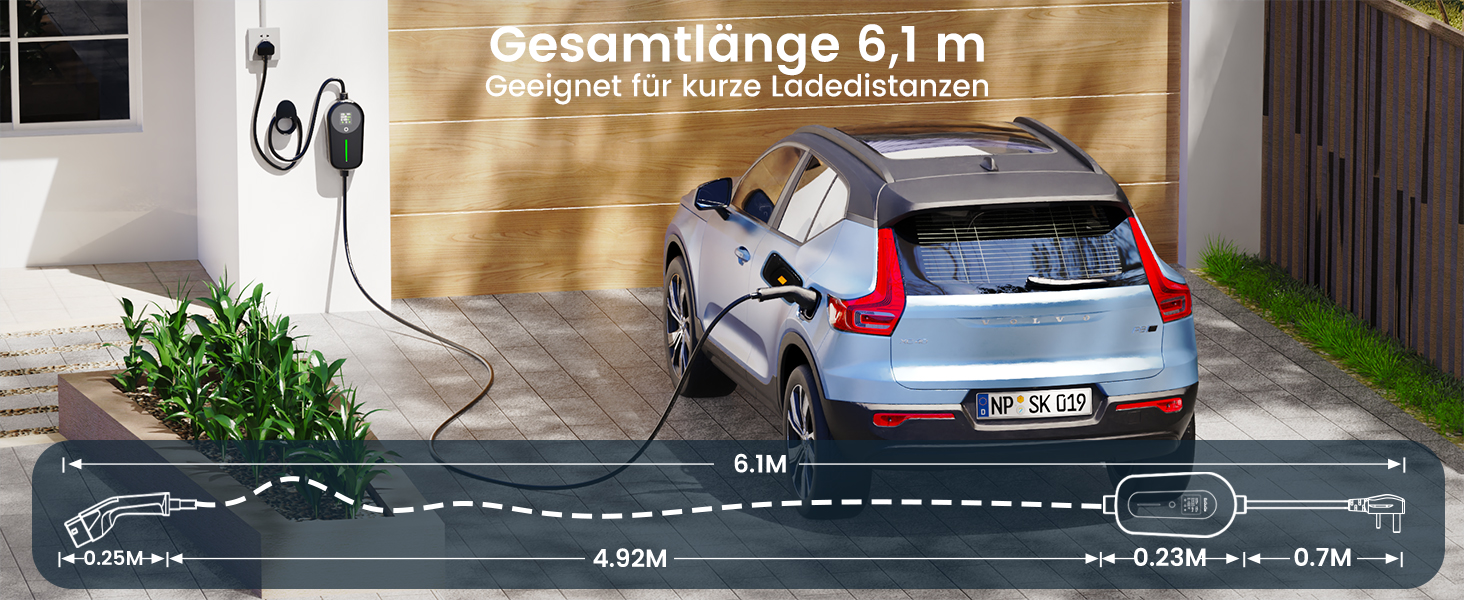 Зарядний кабель для електромобіля EzGoGo Type 2 (Schuko), 3.7 кВт, 6-16А, довжина 6.1 м