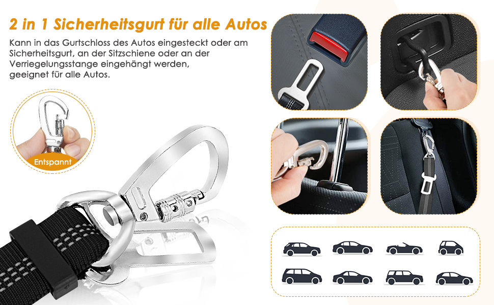 Шлейка для собак SlowTon з кріпленням для автомобіля, дихаюча, з 2 карабінами, чорна, розмір S