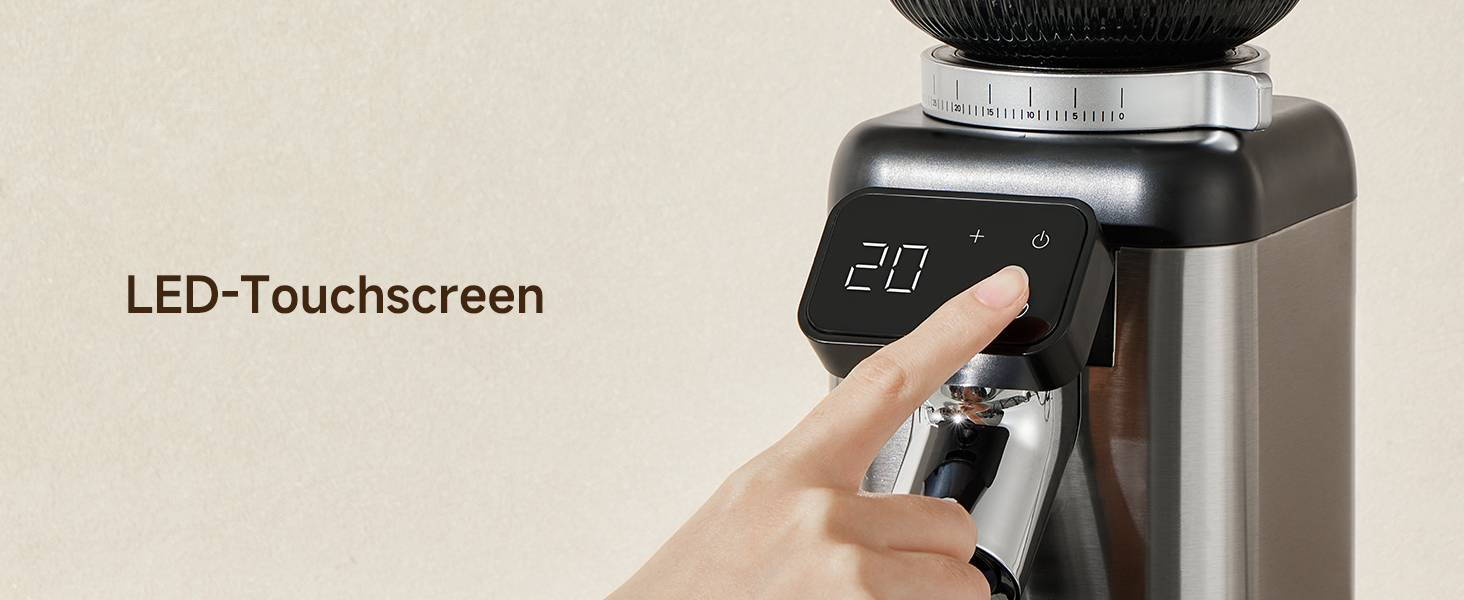 Професійна кавомолка Neretva з прецизійними жорнами, 40 штук. Електрична кавомолка з рівномірним помелом, антистатична, без залишків. Підходить для еспресо, фільтр-кави, френч-пресу, мока-кави. Сріблястий колір.