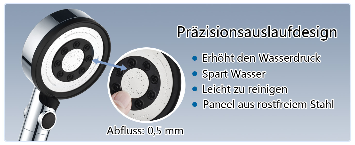 Nafall Shower Head with Filter - High Pressure Handheld Shower Head with Water Saving Design and 1.5M Hose, Shower Head with 5 Spray Patterns and Stop Function, Shower Head with Hose, Chrome (Chrome with 4 Filters)