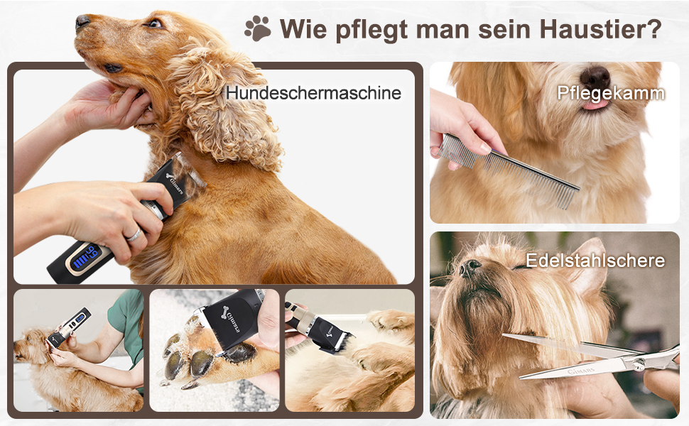 Машинка для стрижки собак Gimars 3-в-1: потужна, тиха, для густого хутра. Комплект з ножицями, акумуляторна, 7000 об/хв. Ідеально для собак та котів.