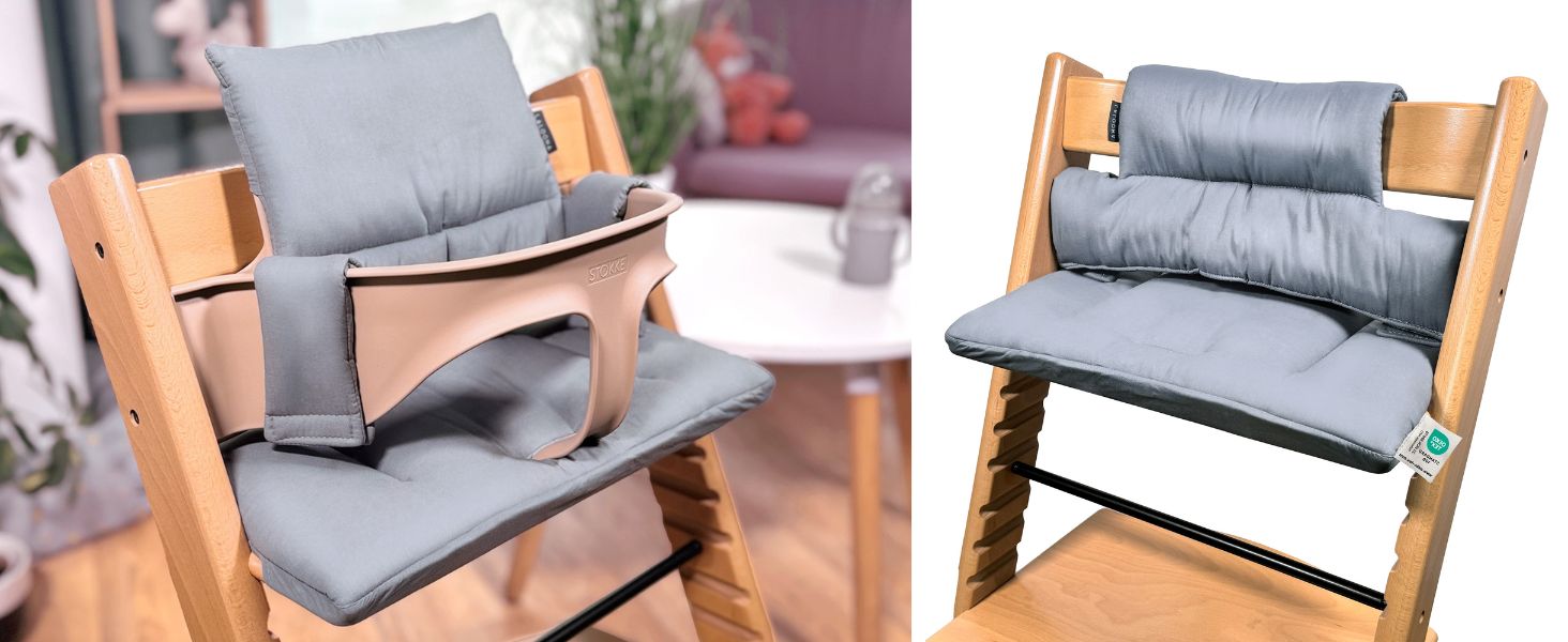 Подушка для стільчика Stokke Tripp Trapp LaLoona, 2 шт., бавовна, OEKO-TEX, гіпоалергенна, сіра, машинне прання