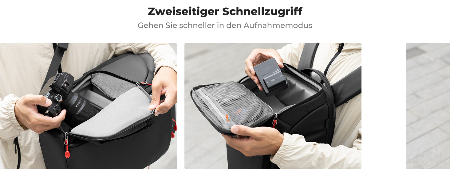 Рюкзак для фотокамери K&F Concept Alpha, 25L, чорний/червоний, з відділенням для 16-дюймового ноутбука, сумісний з Canon/Nikon/Sony/DJI Mavic