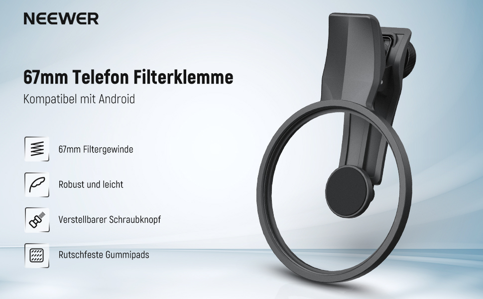 NEEWER 67mm Кліп-он CPL фільтр для смартфонів: поляризаційний фільтр для об'єктивів, сумісний з Samsung Galaxy S25 Ultra, Google Pixel, Huawei, Xiaomi
