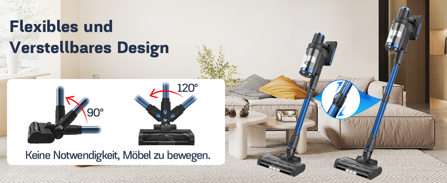 Бездротовий пилосос Nigecue 550W з акумулятором, 45000Pa, 60 хвилин роботи, Smart-дисплеєм, антизаплутувальною щіткою та контейнером 1.5L. Ідеально підходить для твердих підлог, килимів та видалення шерсті тварин.