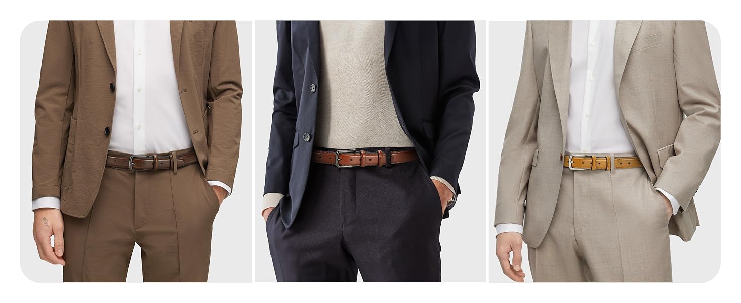 Чоловічий шкіряний ремінь CHAOREN 32 мм для ділового костюма та формального одягу, темно-коричневий, розмір 103 см