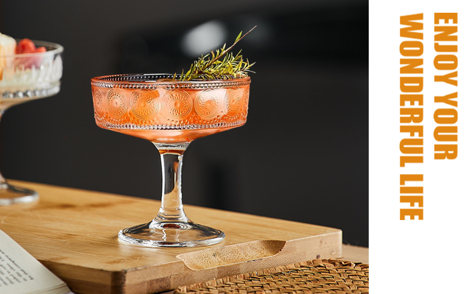 Набір келихів для коктейлів, 6 шт., 200 мл: келихи для еспресо, мартіні, купе для коктейлів, вечірок, Манхеттен, барні келихи