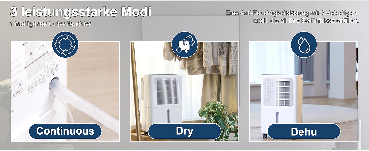 Зволожувач повітря Erikssøn з LED-дисплеєм, таймером та захистом для дітей | Видаляє 16л вологи на добу | Для приміщень до 140м³ (70м²) | Енергоефективний зволожувач повітря з датчиком вологості, білий