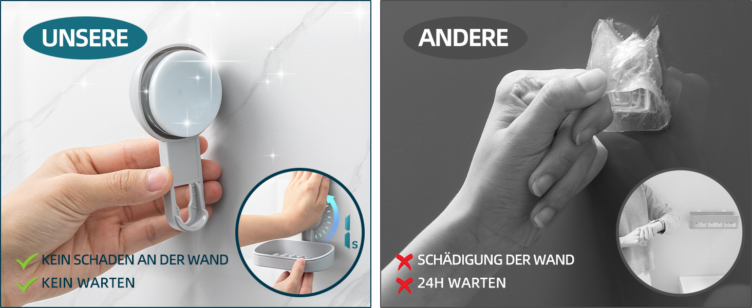 Набір мильниць з піддоном TAILI для ванної кімнати та кухні, без свердління, на присосках, сірий (2 шт.)