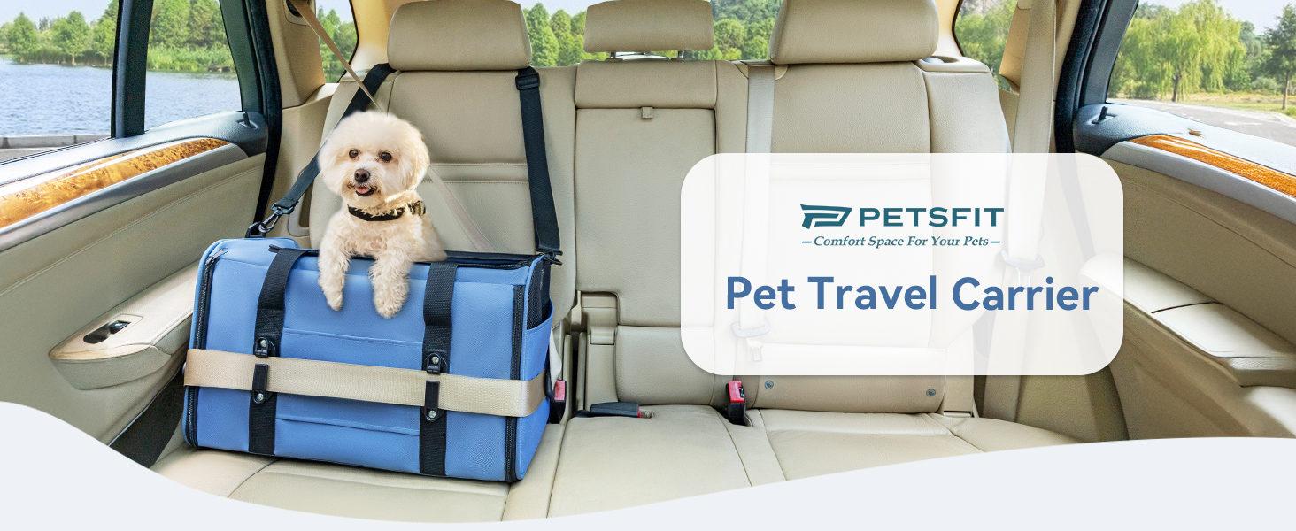 Транспортна переноска для кота/собаки Petsfit - складана переноска для авто з м'яким килимком, синього кольору