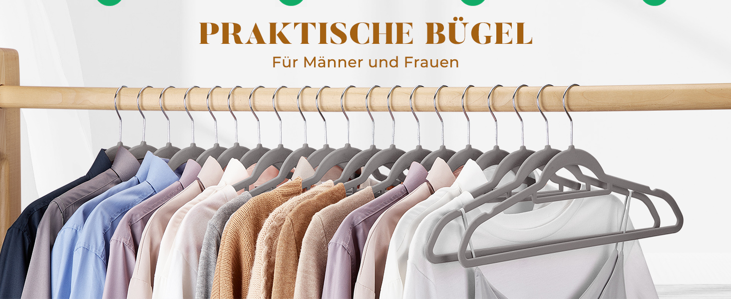 Набір вешалок для одягу HOUSE DAY, 30 шт., велюрові, преміум-якість, обертаються на 360°, сірі