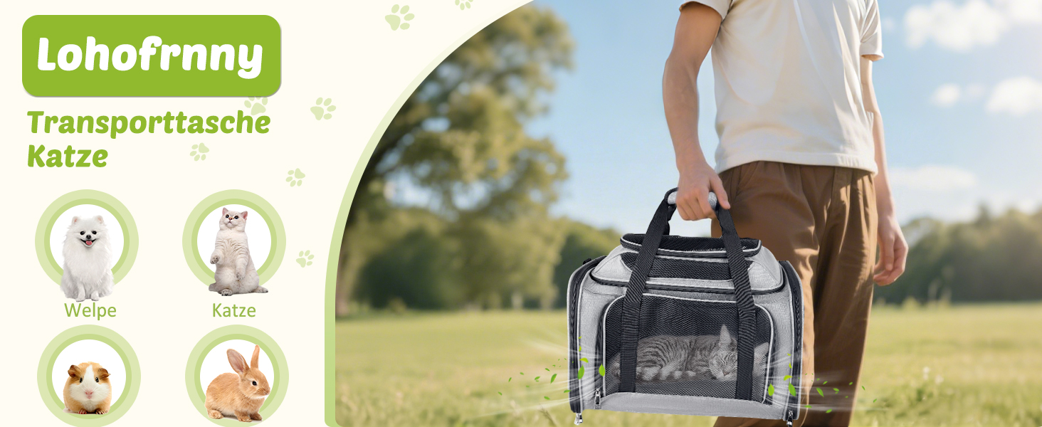 Транспортна сумка для кота та собаки, переноска для тварин (чорна, L)