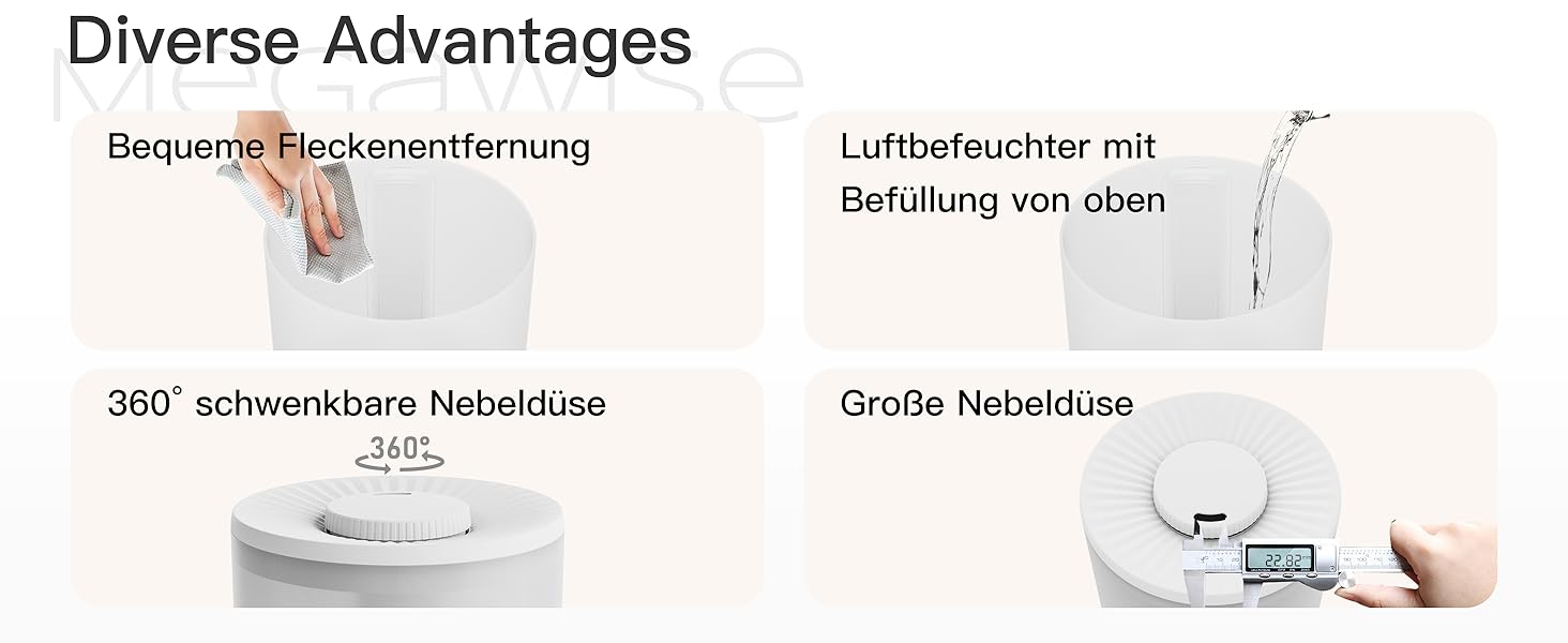 Зволожувач повітря H1-XIT 2 шт. 2L, без витоку, для дитячої кімнати, спальні, вітальні, білий + білий