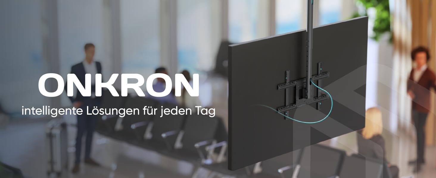 ONKRON Ceiling TV Mount for 32-80 inch TVs - Tilting & Swivel, VESA 100x100-600x400, Load Capacity 68kg, Adjustable Height, Black