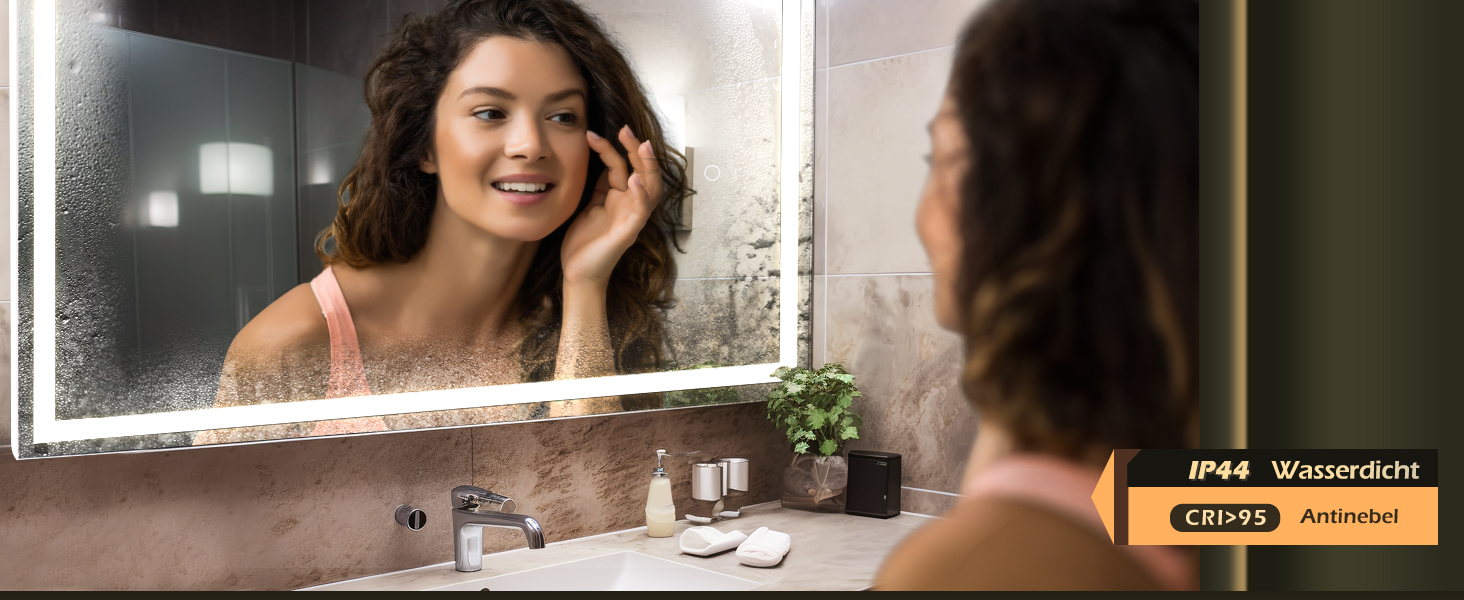 LED дзеркало для ванної кімнати KWW 80x100 см з підсвічуванням, протитуманне, регульоване освітлення, настінне, з сенсорною кнопкою