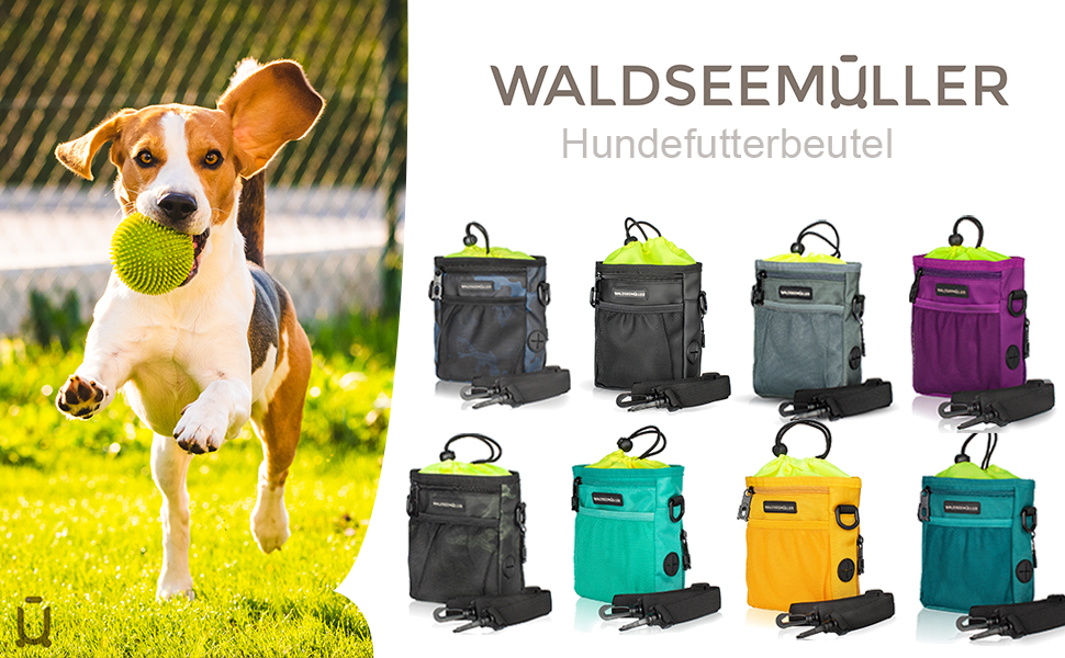 Сумка для корму для собак Waldseemüller, тренувальна сумка для домашніх тварин, підходить для собак маленьких та великих порід, з диспенсером для пакетів для екскрементів, карабіном, регульованим поясним ременем та плечовим ременем