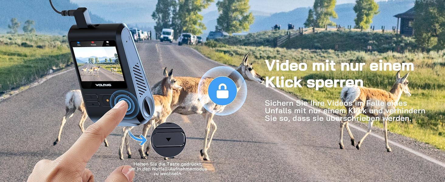 Dashcam WOLFANG Mini 2.5K 1440P WiFi з SD 32GB: Нічне Бачення, Широкий Кут 170°, WDR, Паркувальний Режим, G-Sensor, Циклічна Запис